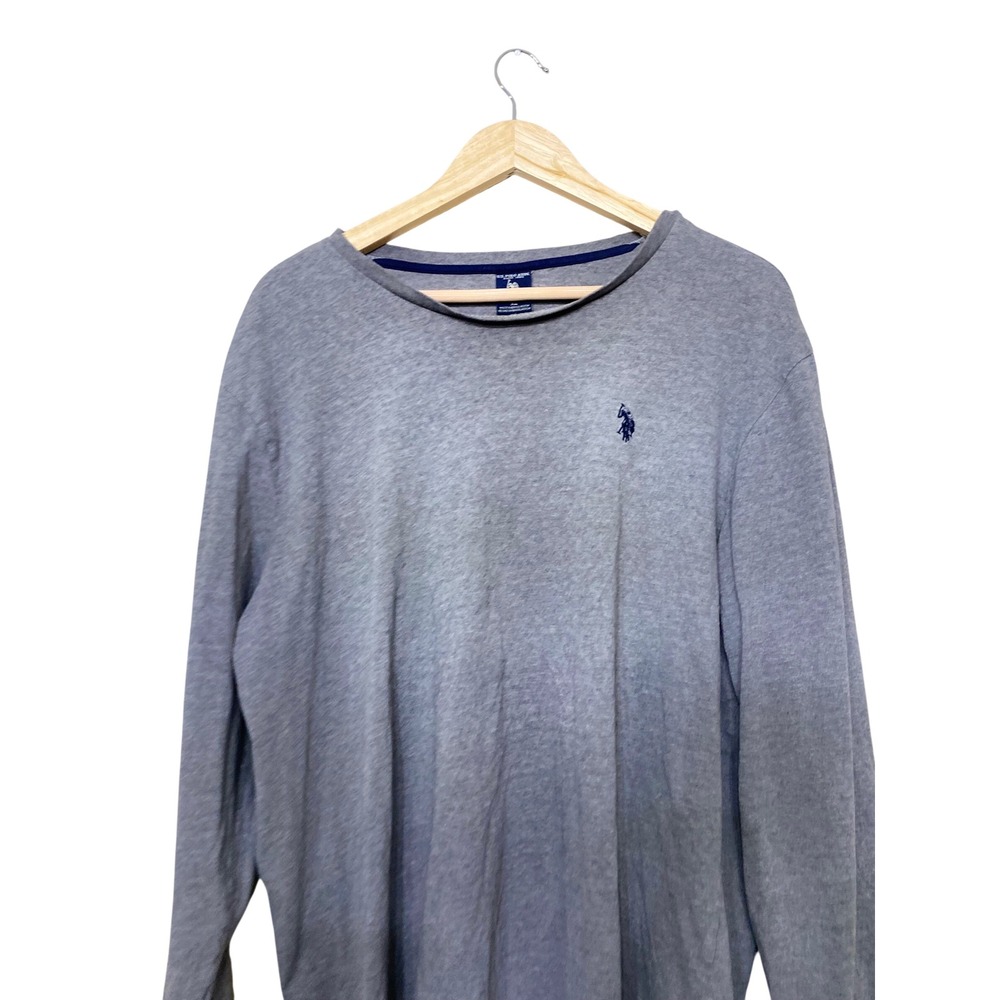 US Polo Assn Mens‎ XL Long Sleeve T-Shirt Heather Grey Crew Neck Pony Logo Tee